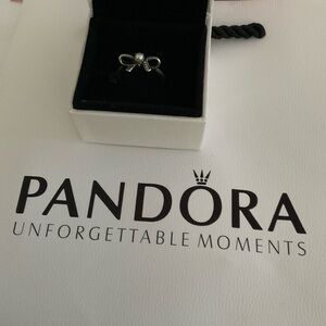 Pandora pearl cz bow ring
